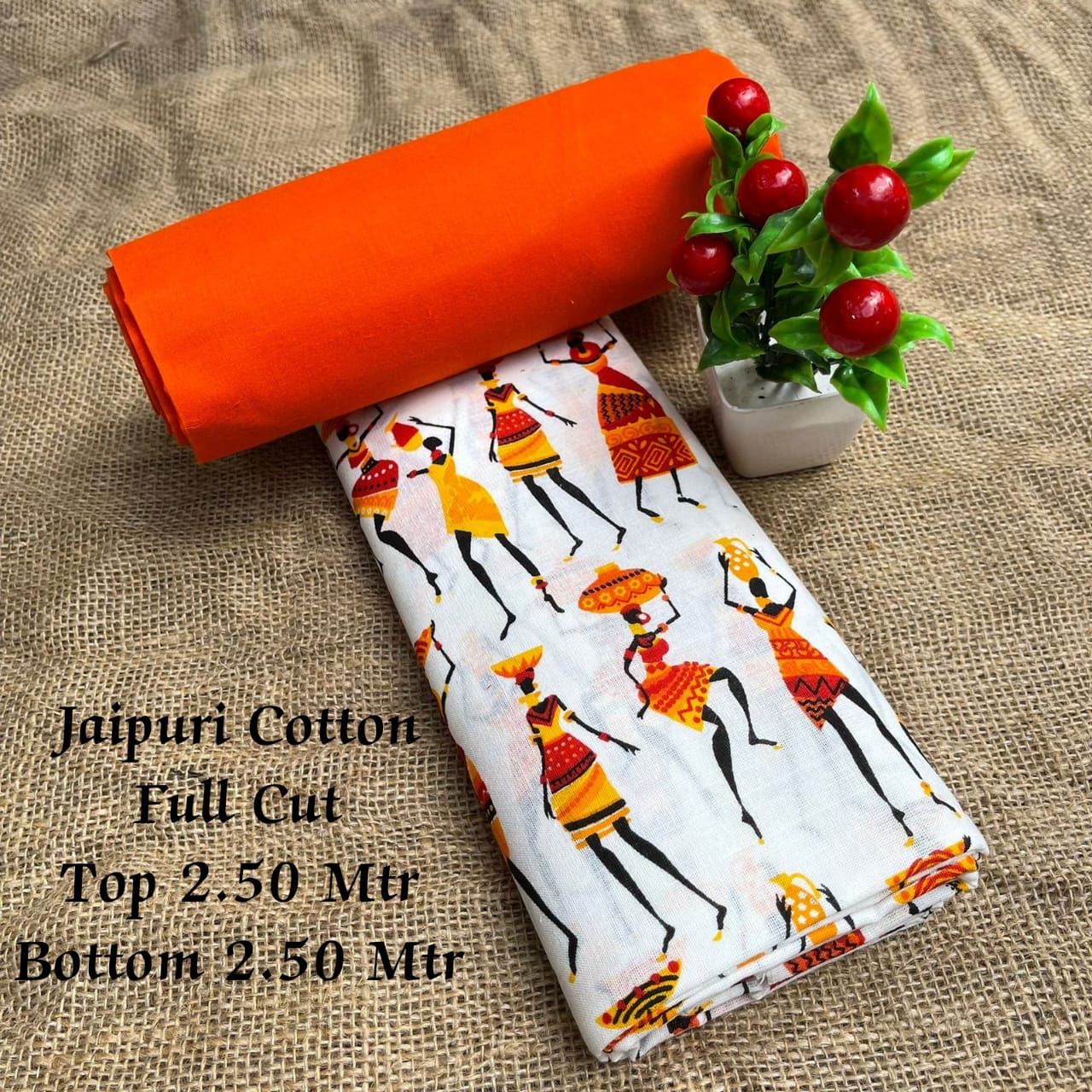 Jaipur Cotton Material (Orange)