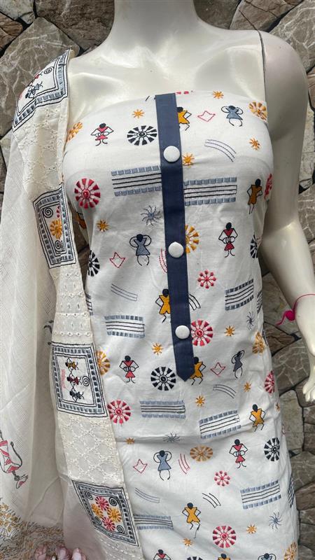 Premium Churidar Material (White 3)